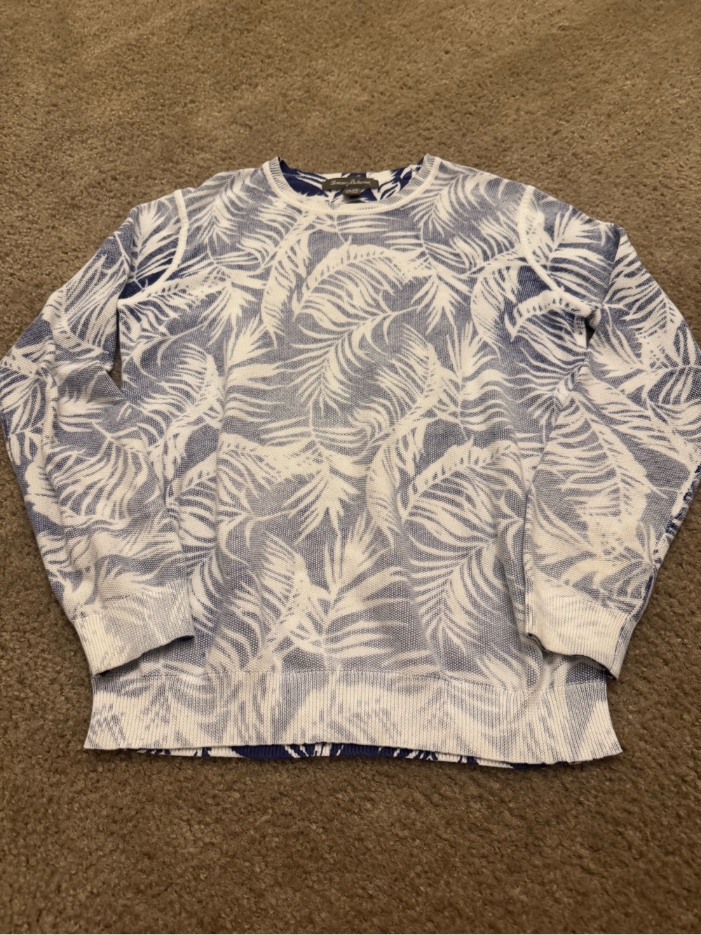 Tommy Bahama Reversible Tropical Palm Leaf Sweater XS Pima Cotton